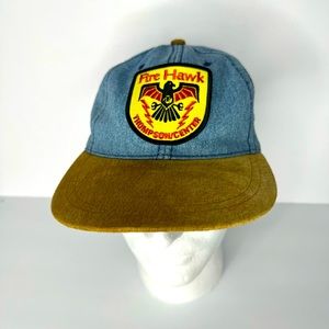 Fire Hawk Thompson Center‎ Muzzleloader Brand Vintage Denim and Leather Ball Cap